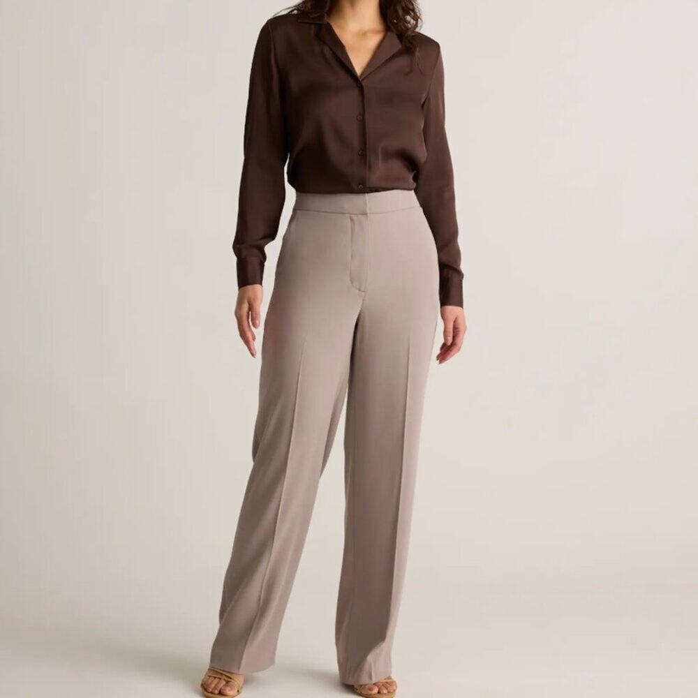 NWT Quince Stretch Crepe Classic Trouser 4 Morel Grey